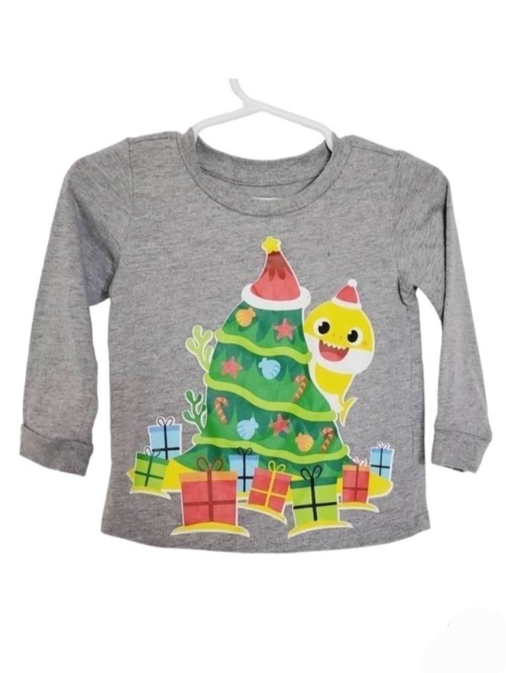 K1298 * Pinkfong Baby Shark Christmas Tee Gray Size 18M
